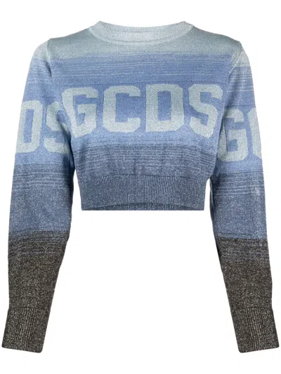 Gcds Intarsia-knit Logo Cropped Jumper In Multi