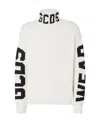 Gcds Intarsia-knit Logo Roll-neck Jumper In White