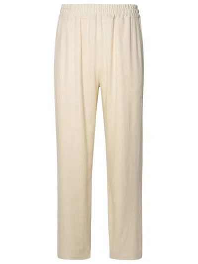 Gcds Ivory Linen Blend Trousers In White