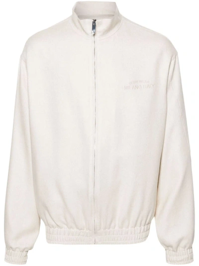 Gcds Embroidered-logo Sport Jacket In Neutrals