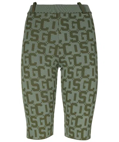 Gcds Jacquard Knit Leggings In Green