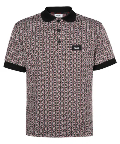 Gcds Jacquard Knit Polo Shirt In Multi