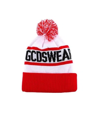 Gcds Jacquard Knitted Hat In Red