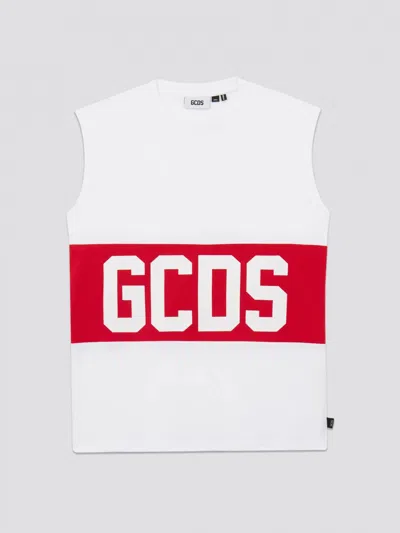 Gcds Junior Kids'  ロゴコットンタンクトップ In White