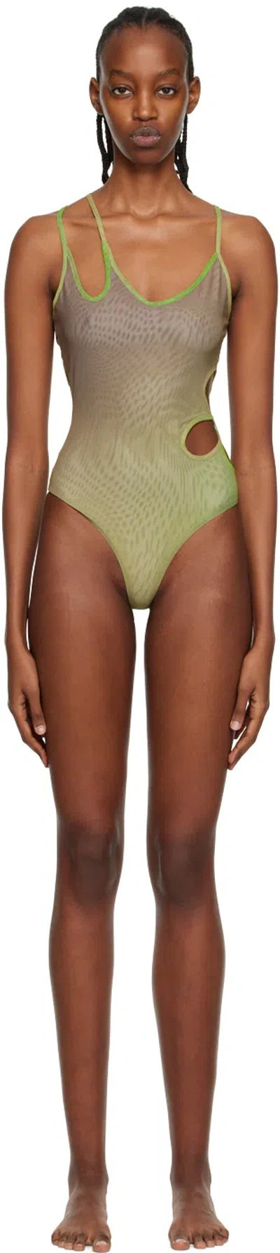Gcds Khaki Sita One-piece Swimsuit In Military Green 60