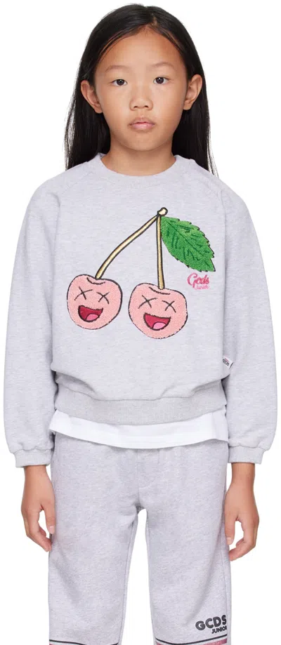 Gcds Kids Gray Cherries Sweatshirt In Grey