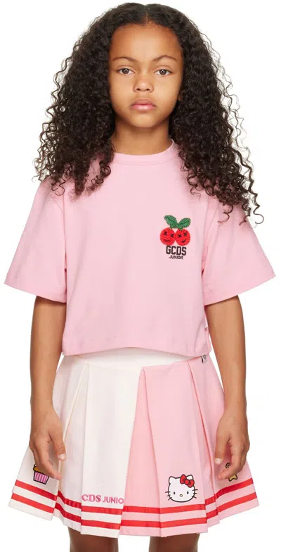 Gcds Kids Pink Patch T-shirt In Quartz Pink