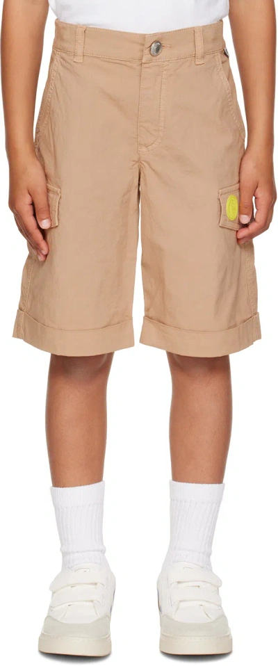 Gcds Kids Tan Patch Shorts In 20379 Sand