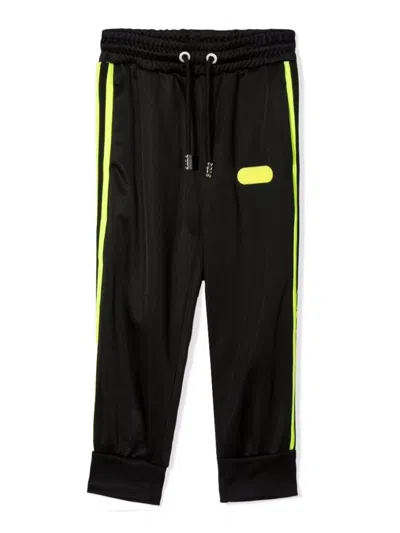 Gcds Kids Triacetate Trousers In Black