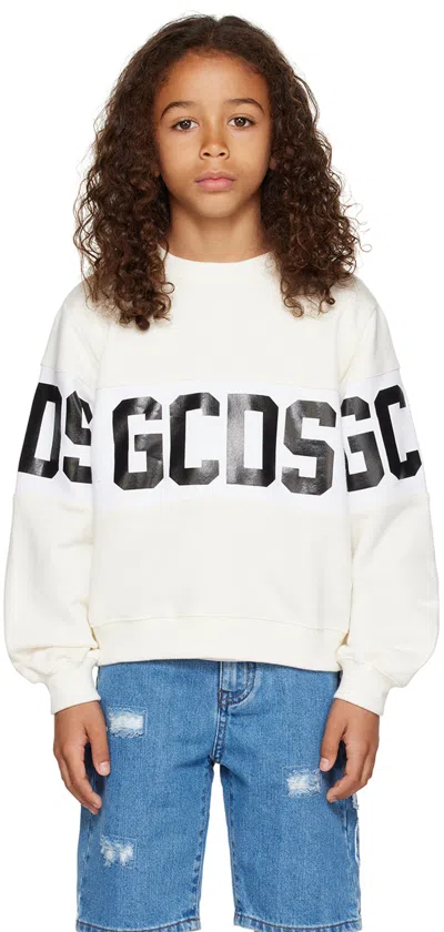 Gcds Kids White Band Sweatshirt In 10063 Cloud