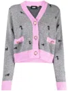 Gcds Kittho Cardigan In Gray And Pink Wool Blend In Grey