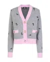 Gcds Kittho Cardigan In Gray And Pink Wool Blend In Gray