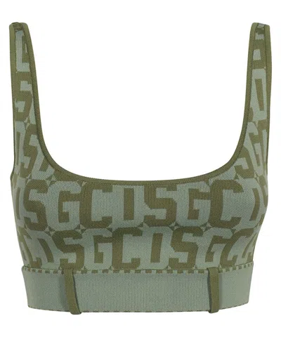 Gcds Knitted Crop Top In Black
