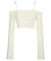 Gcds Knitted Crop Top In Neutral