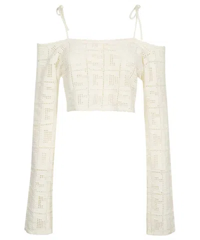 Gcds Knitted Crop Top In Neutral