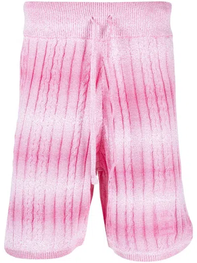Gcds Knitted Degradé Bermuda Shorts In Pink,multi