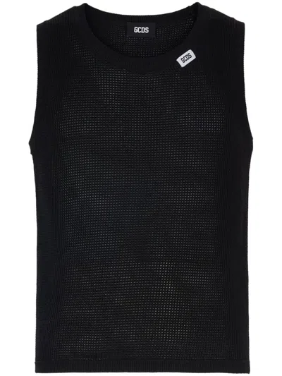 Gcds Knitted Tank Top In Schwarz
