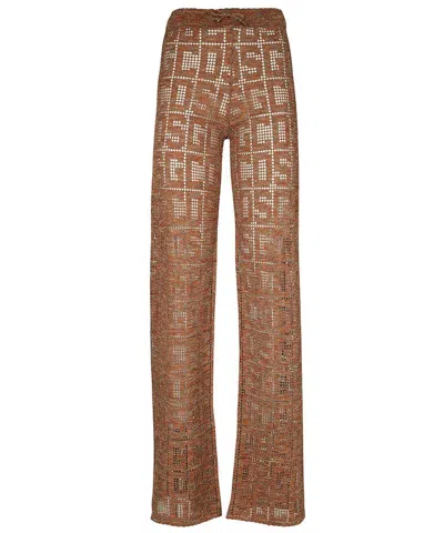 Gcds Knitted Trousers In Brown