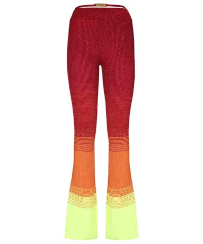 Gcds Knitted Trousers In Burgundy