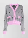 Gcds Kittho Cardigan In Gray And Pink Wool Blend In Gray