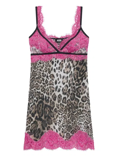 Gcds Lace Animal-print Dress In Pink