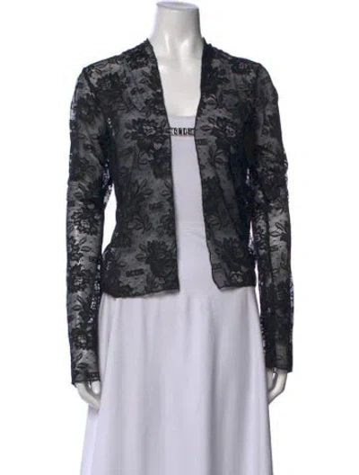 Pre-owned Gcds Lace Pattern Open Front Top W/ Tags In Black