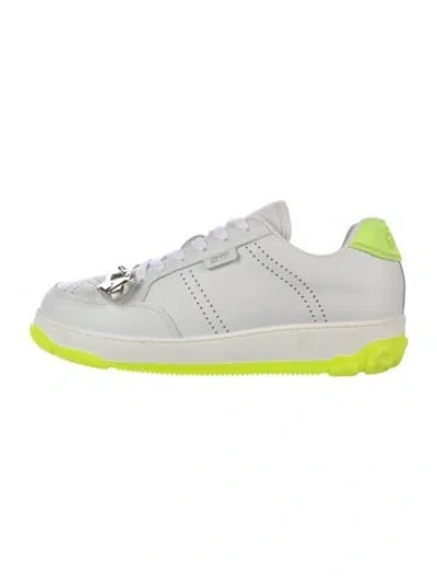 Pre-owned Gcds Leather Graphic Print Sneakers In White
