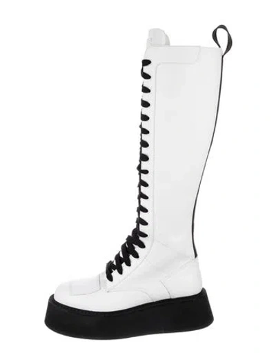 Pre-owned Gcds Leather Lace-up Boots In White