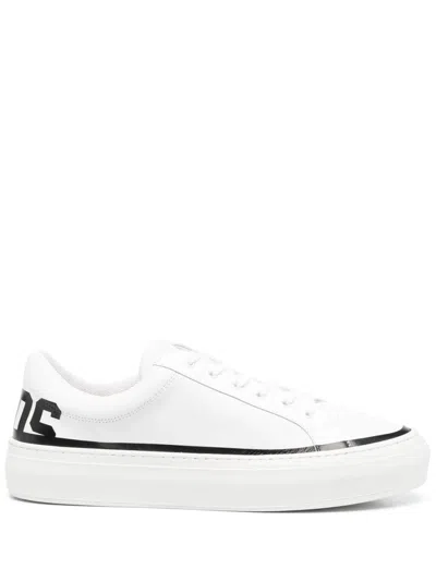 Gcds Leather Logo Sneakers In White