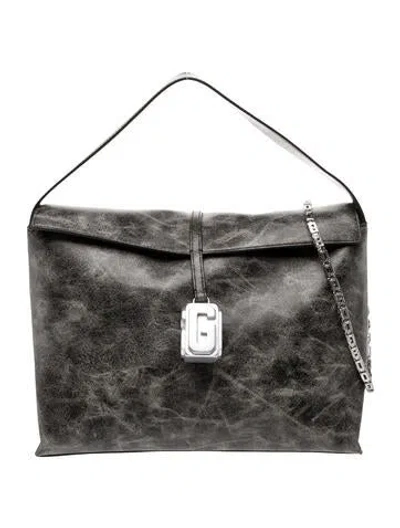 Pre-owned Gcds Leather Top Handle Bag In Gray
