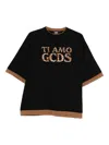 Gcds Leopard-print Trim T-shirt In Black