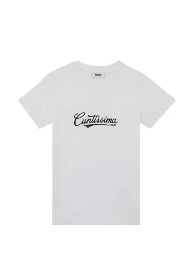 Gcds Lettering-print T-shirt In White