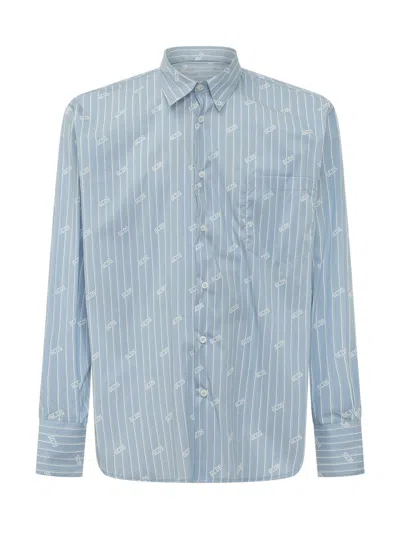 Gcds Light Blue Regular Logo Shirt