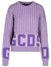 Gcds Logo Intarsia-knit Crewneck Jumper In Liliac