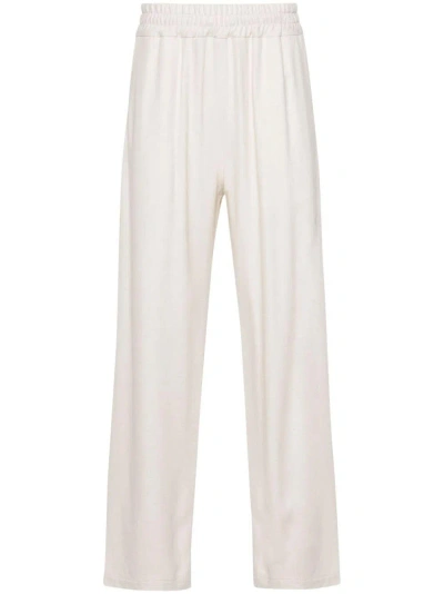 Gcds Embroidered-logo Track Trousers In Neutrals