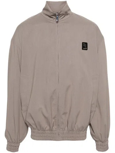 Gcds Logo-appliqué Drop-shoulder Jacket In Grey