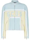 Gcds Logo-appliqué Leather Jacket In Blue
