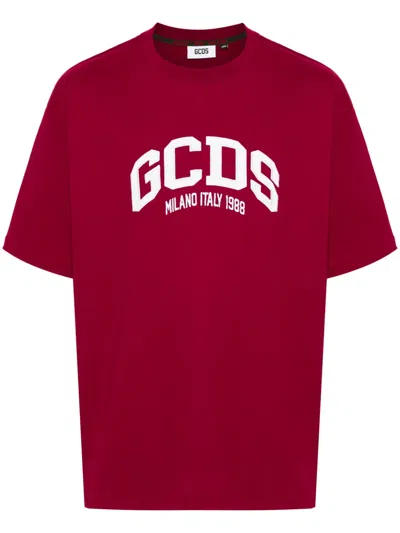 Gcds Man T-shirt Burgundy Size M Cotton In Red