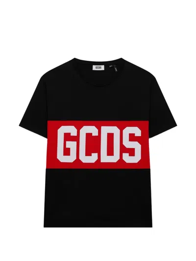 Gcds Logo-band T-shirt In Black