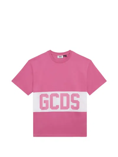 Gcds T-shirt Mit Logo-streifen In Pink