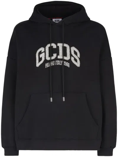 Gcds Logo Bling Loose Hoodie Clothing In Black