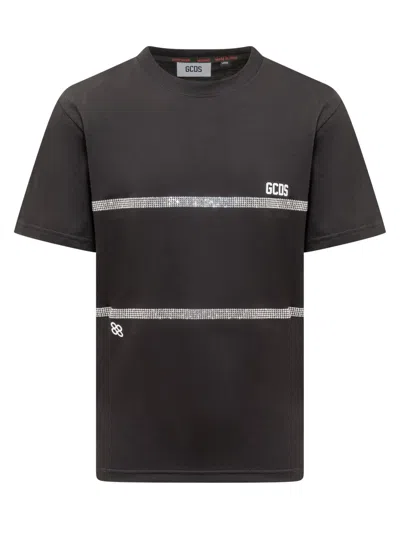 Gcds Logo Bling T-shirt In Black