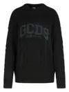 Gcds Cable Knit Crew Neck Sweater In Black