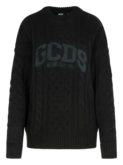 GCDS LOGO CABLE-KNIT SWEATER