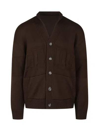 Gcds Logo Cardigan In Brown