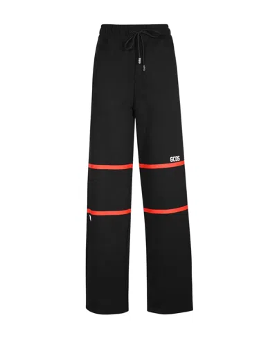 GCDS LOGO-STRIPE DRAWSTRING TROUSERS