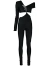 Gcds Logo-chain One-shoulder Jumpsuit In 黑色