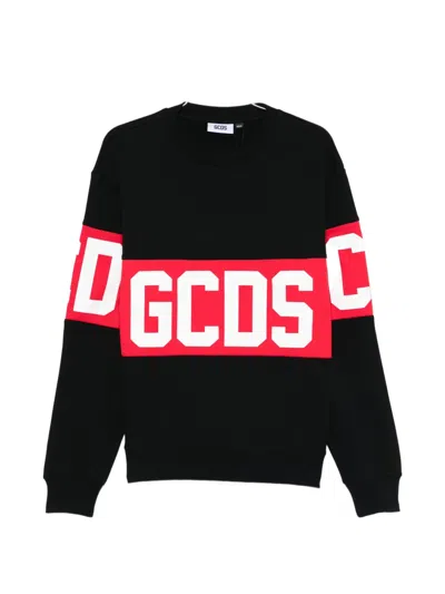 Gcds Logo Crew-neck Sweater In Black