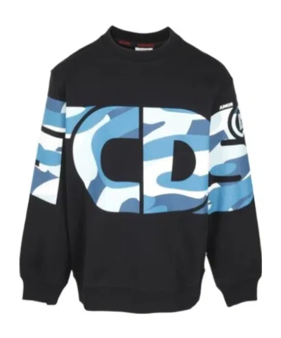 Gcds Logo Crew-neck Sweatshirt In Black