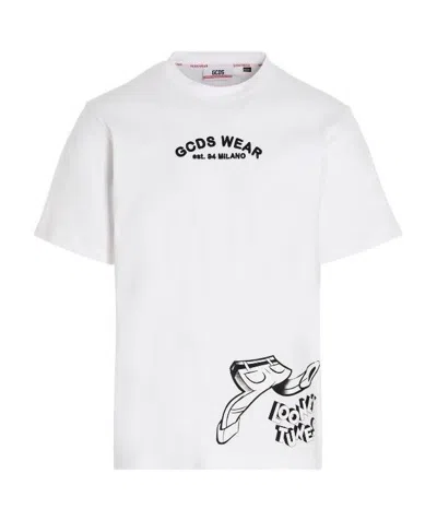 Gcds Logo Crew-neck T-shirt In White